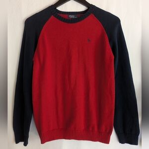 NWOT Polo Ralph Lauren Women's Large Red Navy Blue Crewneck Sweater Christmas